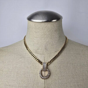 Vintage 1980s Gold Rhinestone Chain Necklace